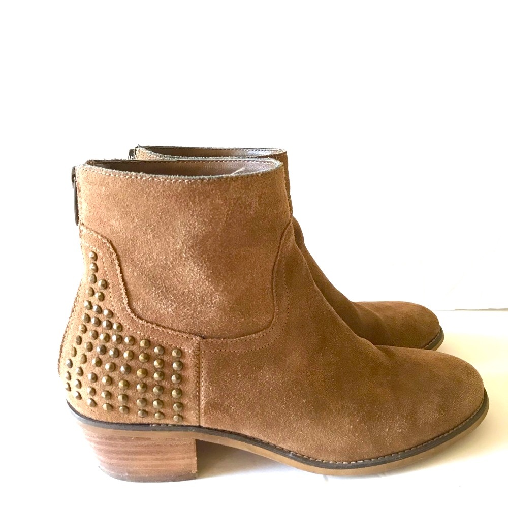 Marc Fisher 7.5 Brown Suede Leather Studded Bootie - image 2